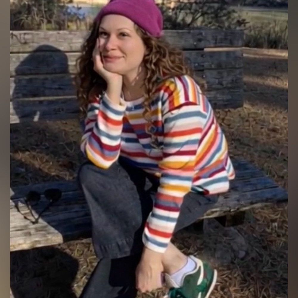 Westbound Multicolor Striped Lightweight Crew Neck Knit Soft Sweater excellent
